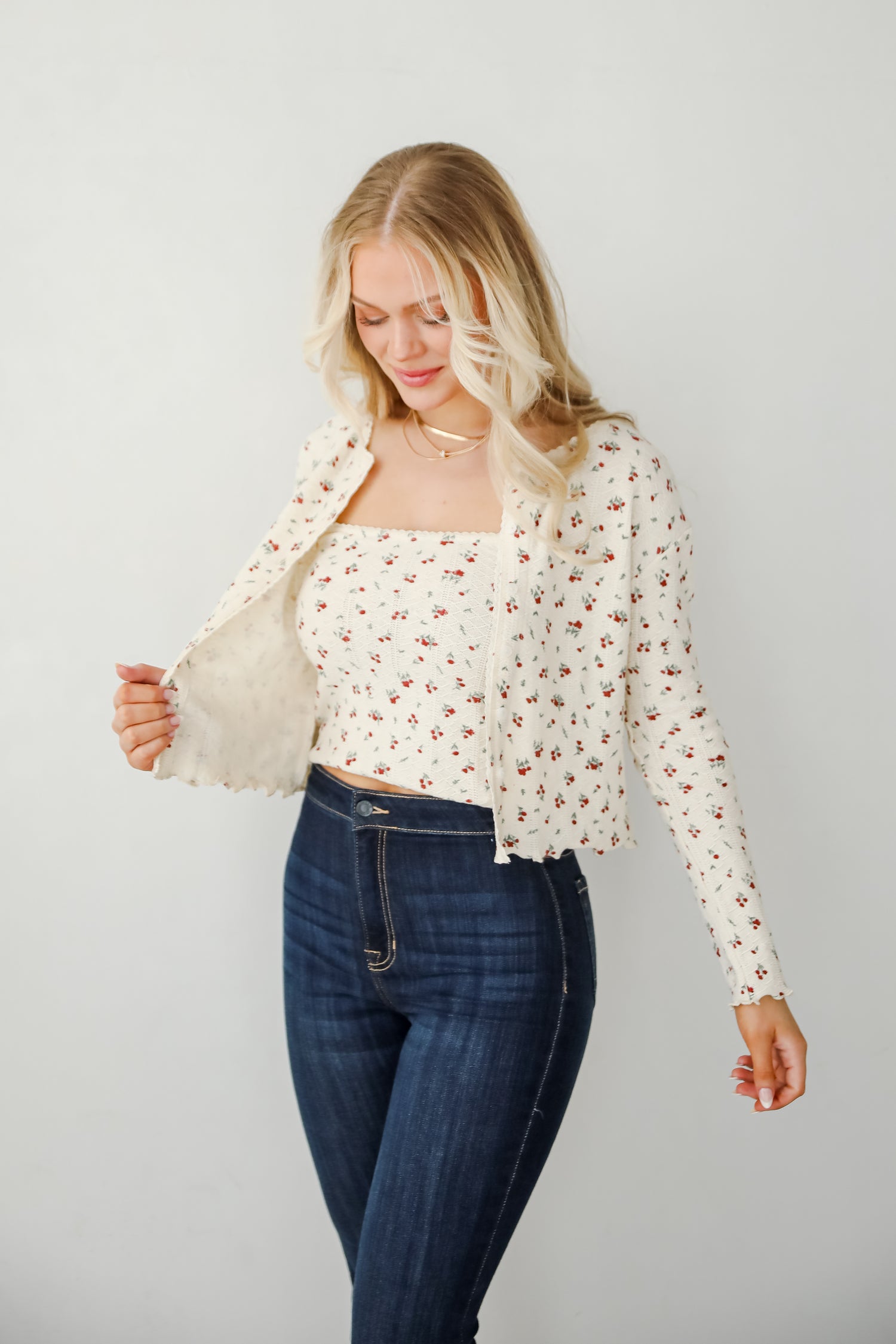 Stop And Smell The Roses Ivory Floral Cardigan