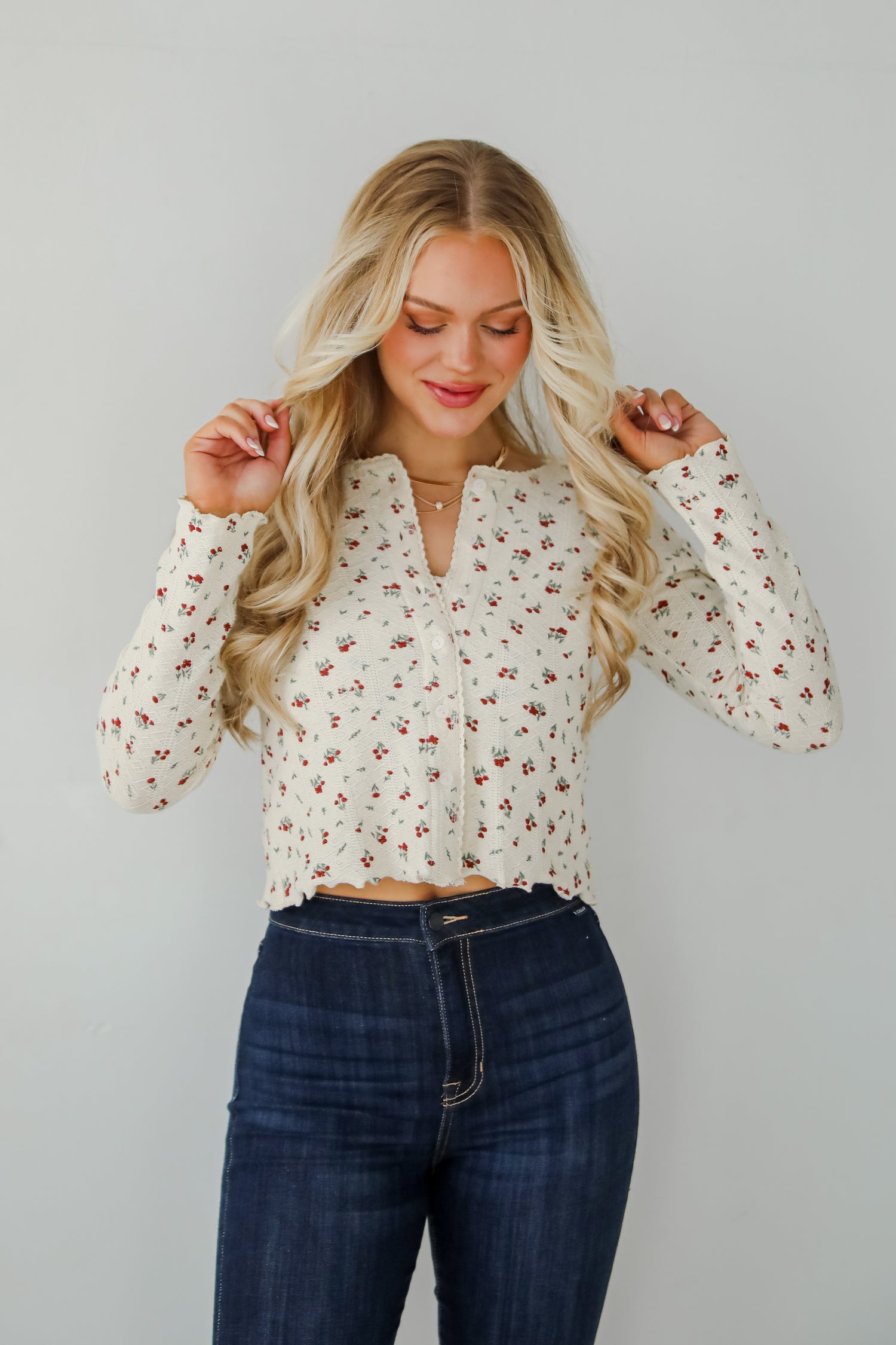 Stop And Smell The Roses Ivory Floral Cardigan