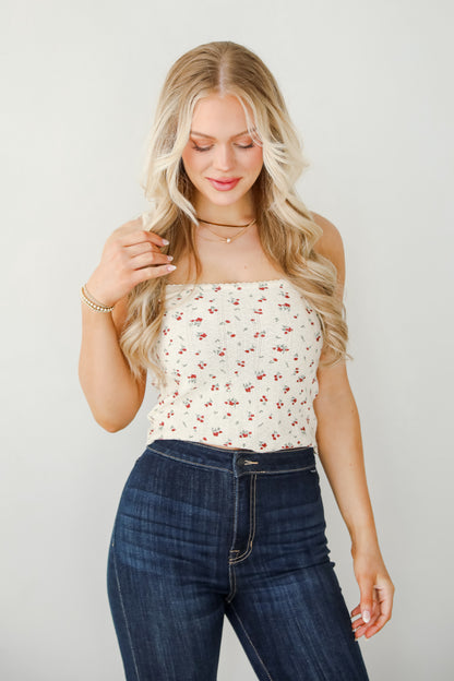 Stop And Smell The Roses Ivory Floral Tank