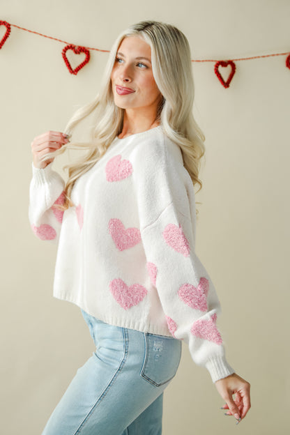 Serene Sweetness Ivory Heart Sweater