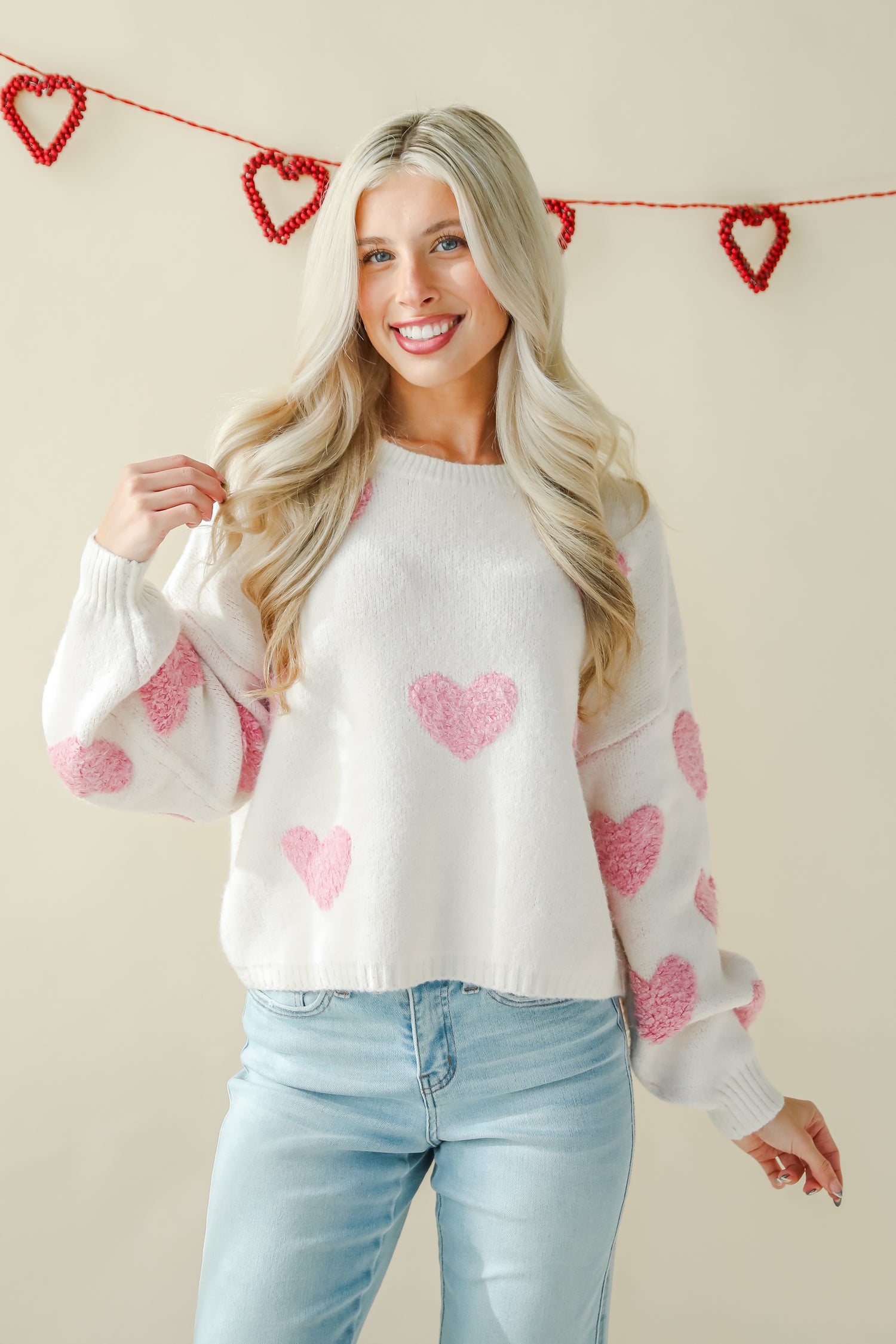 Serene Sweetness Ivory Heart Sweater