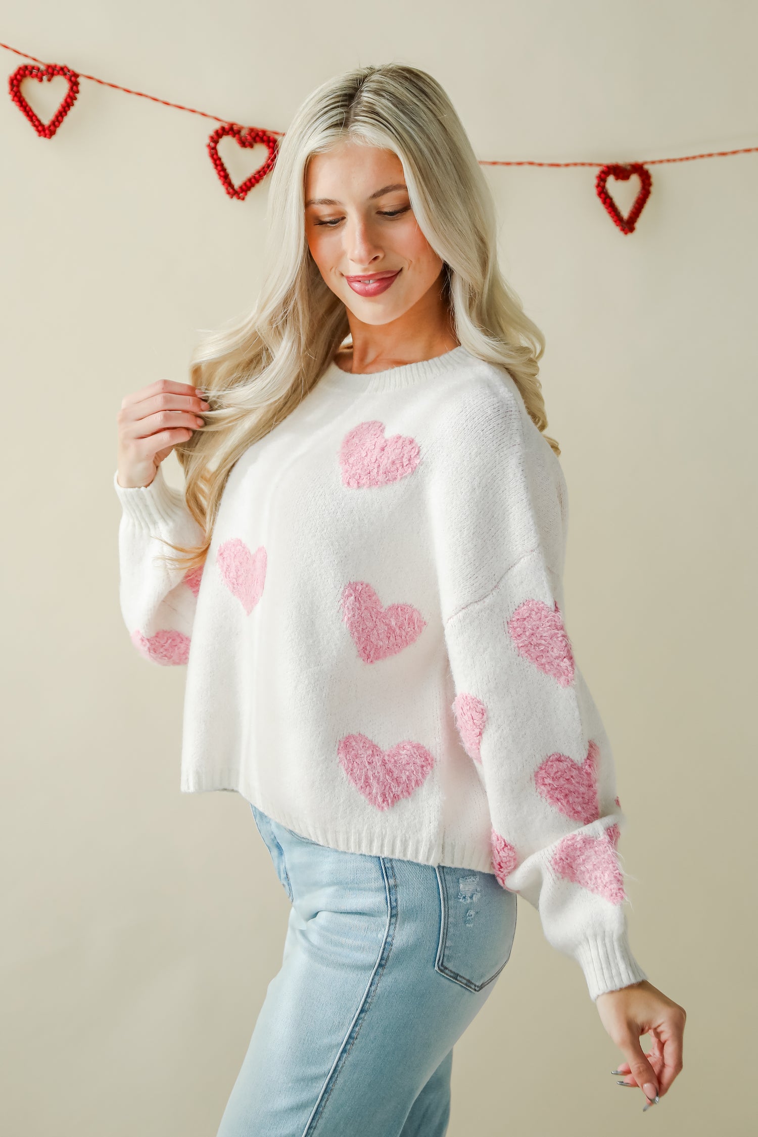 Serene Sweetness Ivory Heart Sweater