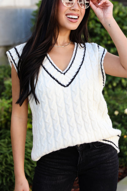 Posh Scholar Cable Knit Sweater Vest