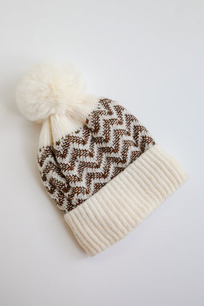 Alpine Poise Ivory Pom Pom Beanie