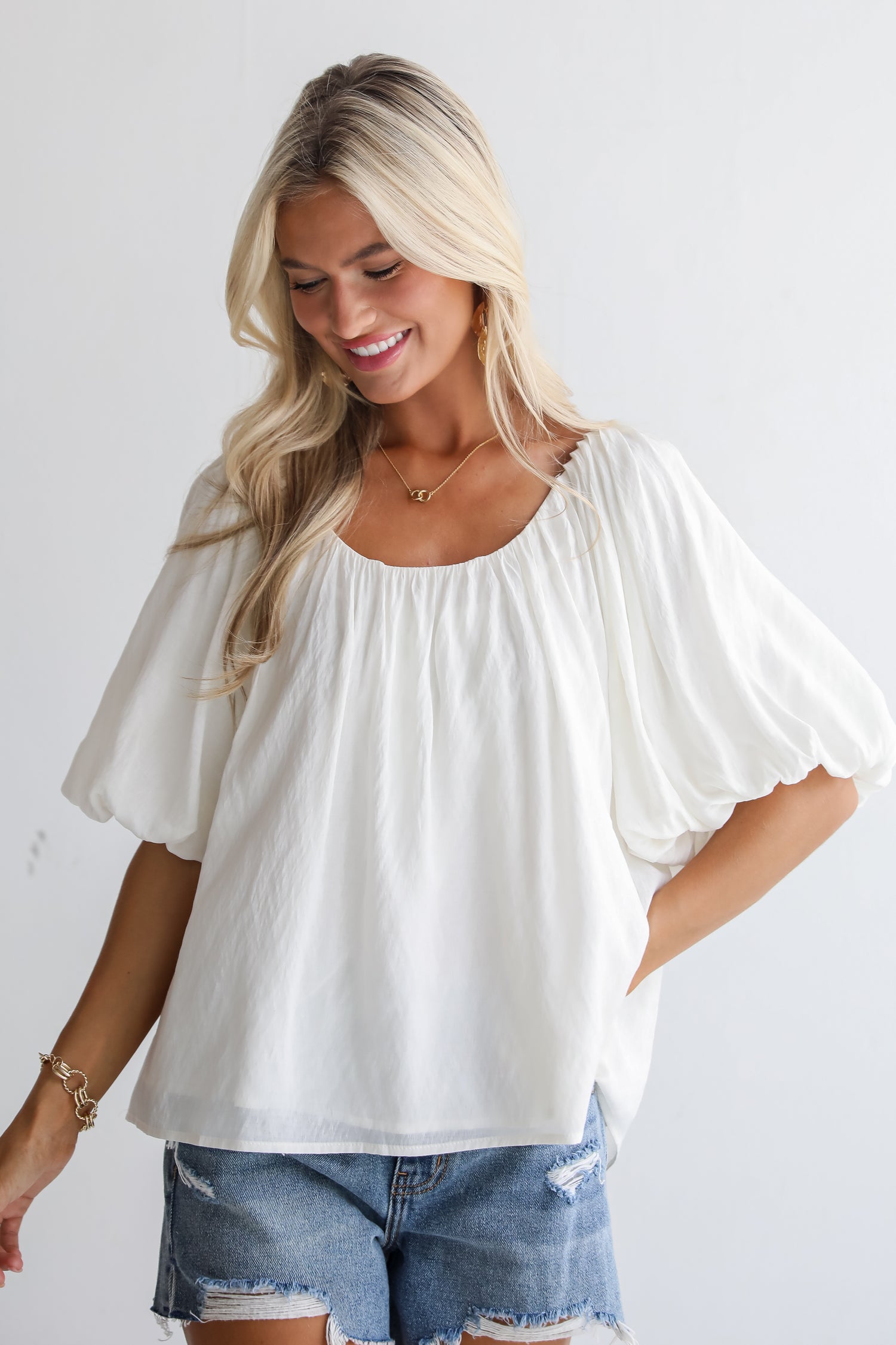 Classic Moment Off White Puff Sleeve Blouse