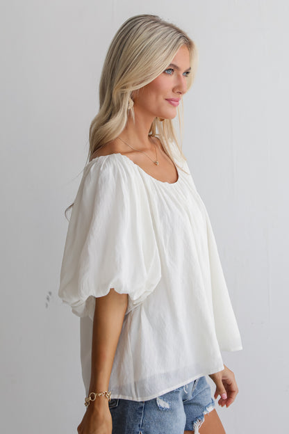 Classic Moment Off White Puff Sleeve Blouse