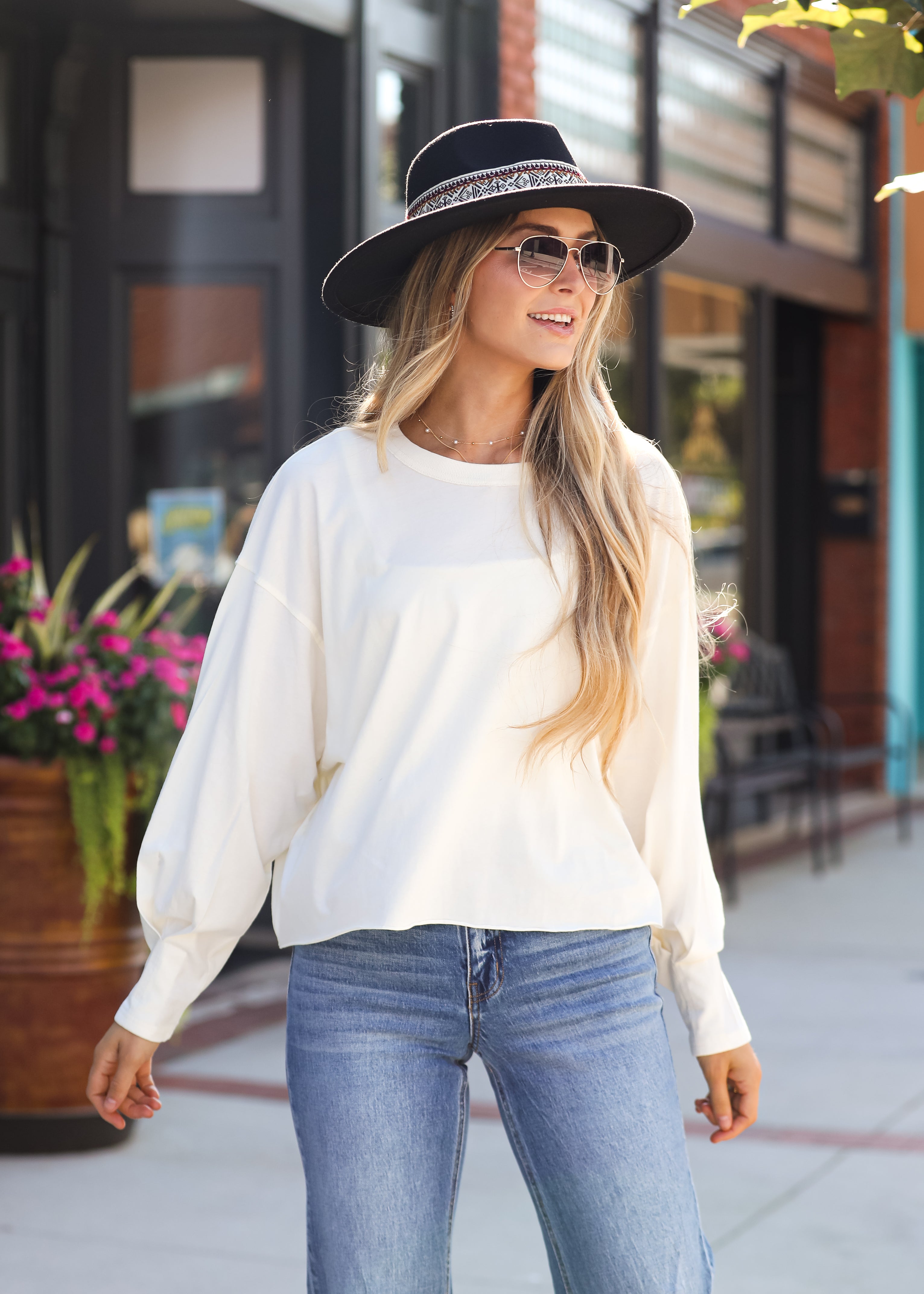 Aubree Cropped Long Sleeve Tee