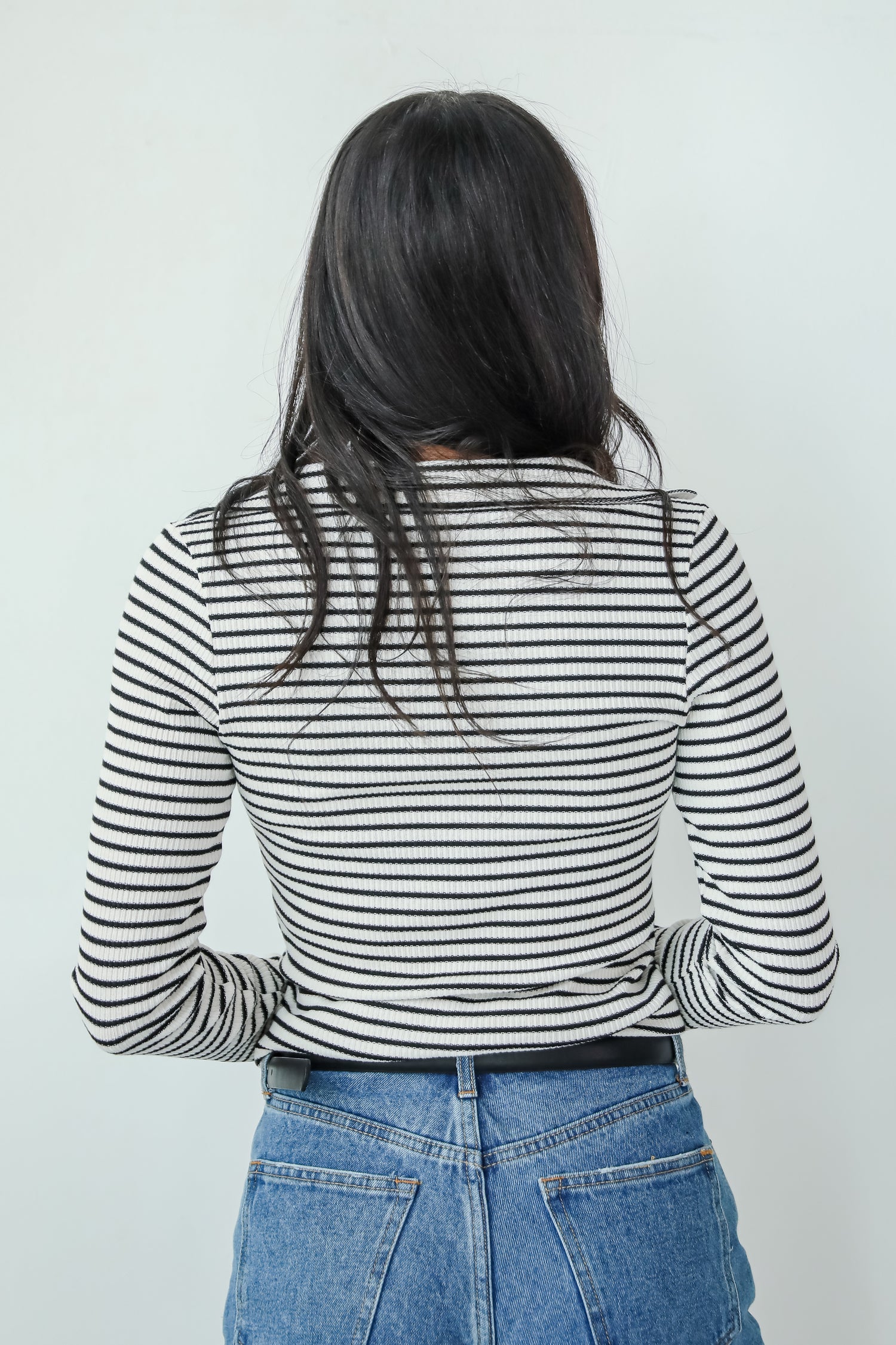 Chic Existence Ivory Striped Collared Top