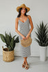 Impressive Edge Ivory Striped Knit Midi Dress