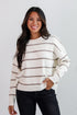 Coziest Poise Ivory Striped Sweater