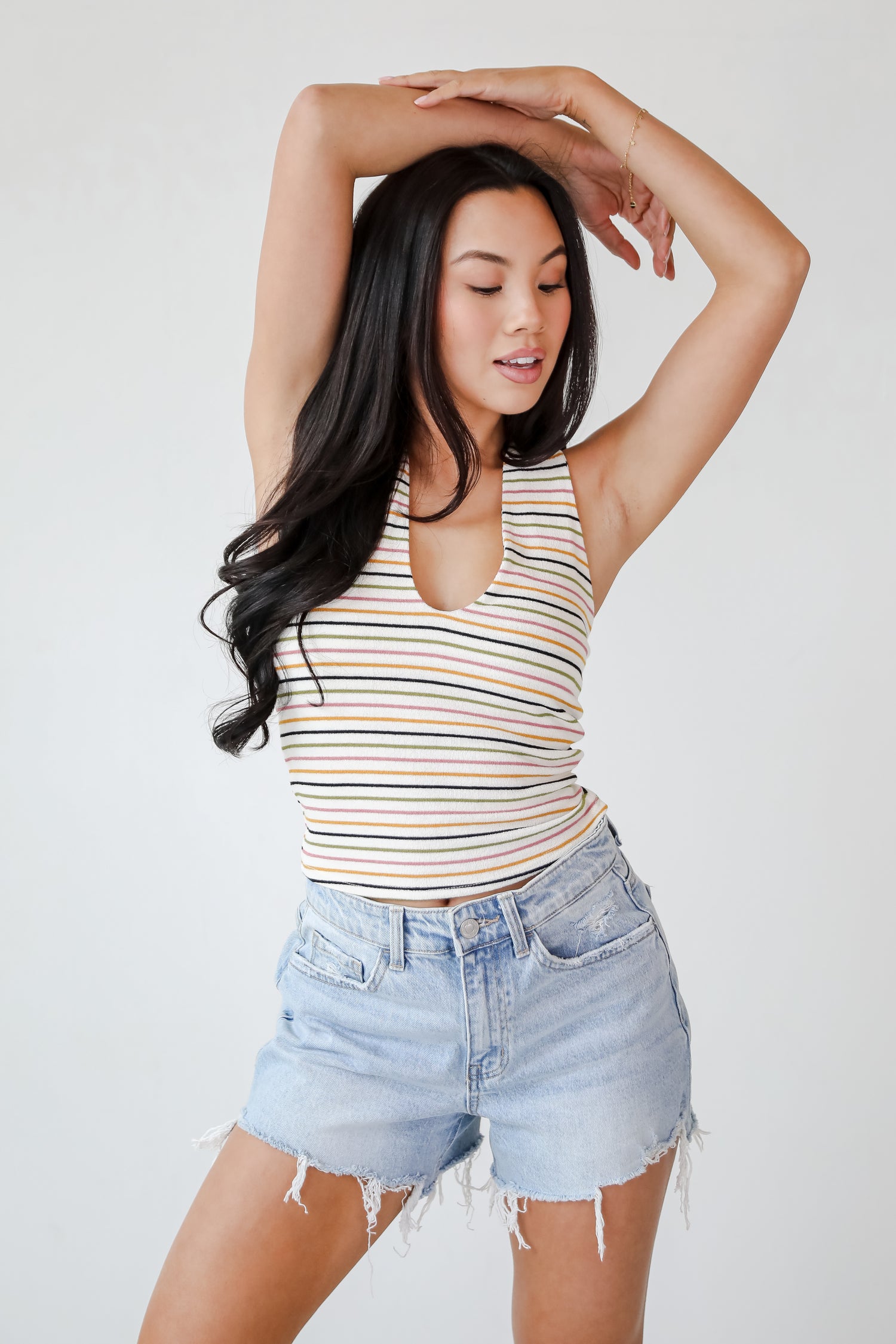 Beaming Perfection Ivory Striped Tank