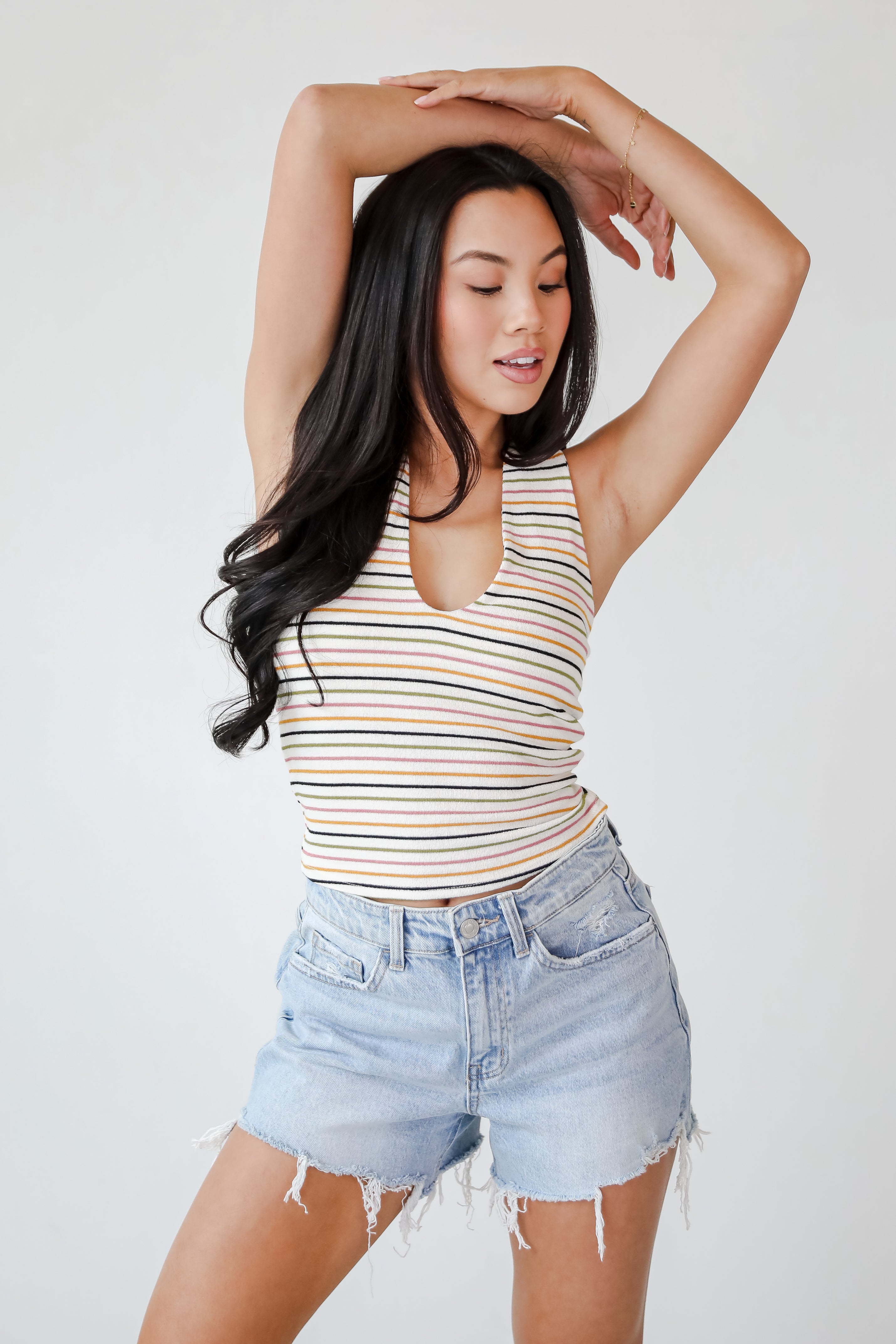 Beaming Perfection Ivory Striped Tank