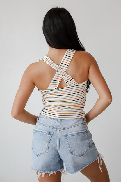 Beaming Perfection Ivory Striped Tank