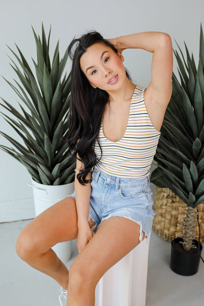 Beaming Perfection Ivory Striped Tank