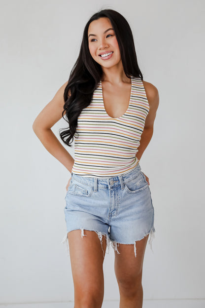 Beaming Perfection Ivory Striped Tank