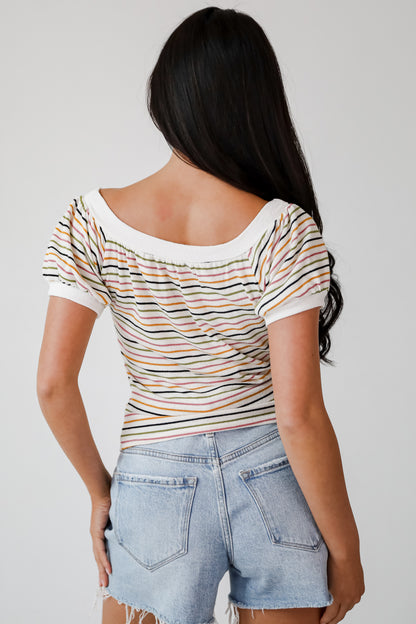 Beaming Perfection Ivory Striped Top