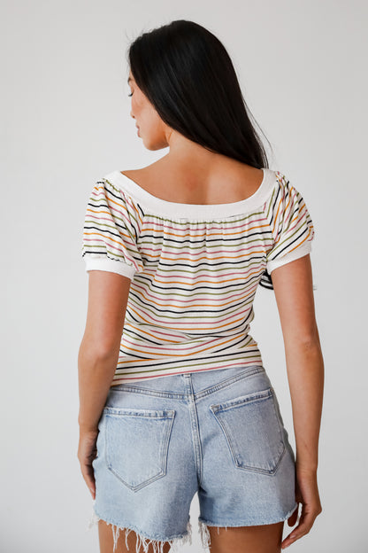 Beaming Perfection Ivory Striped Top