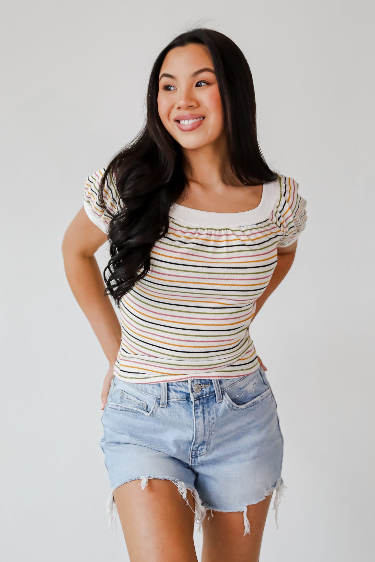 Beaming Perfection Ivory Striped Top