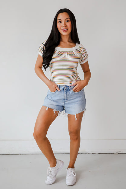 Beaming Perfection Ivory Striped Top