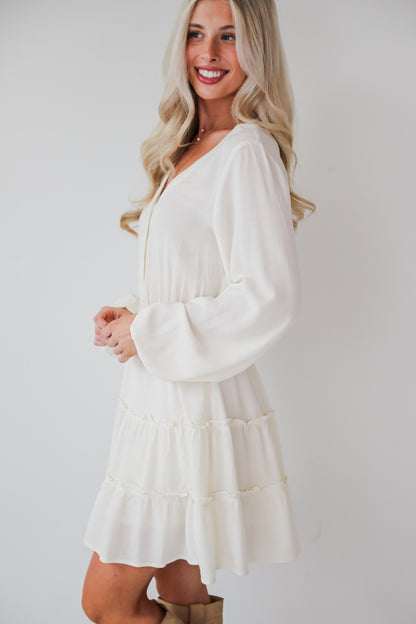 Sincere Charisma Ivory Tiered Mini Dress