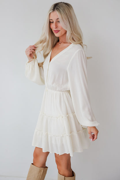 Sincere Charisma Ivory Tiered Mini Dress