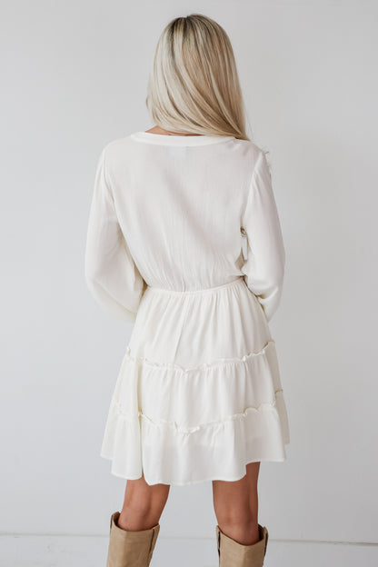 Sincere Charisma Ivory Tiered Mini Dress