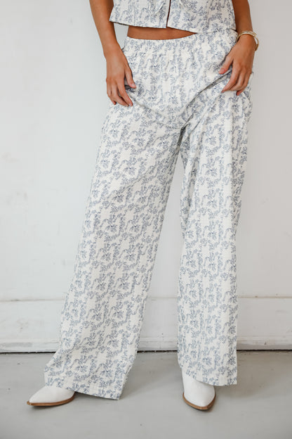 Effortlessly Abloom Ivory Floral Wide Leg Pants