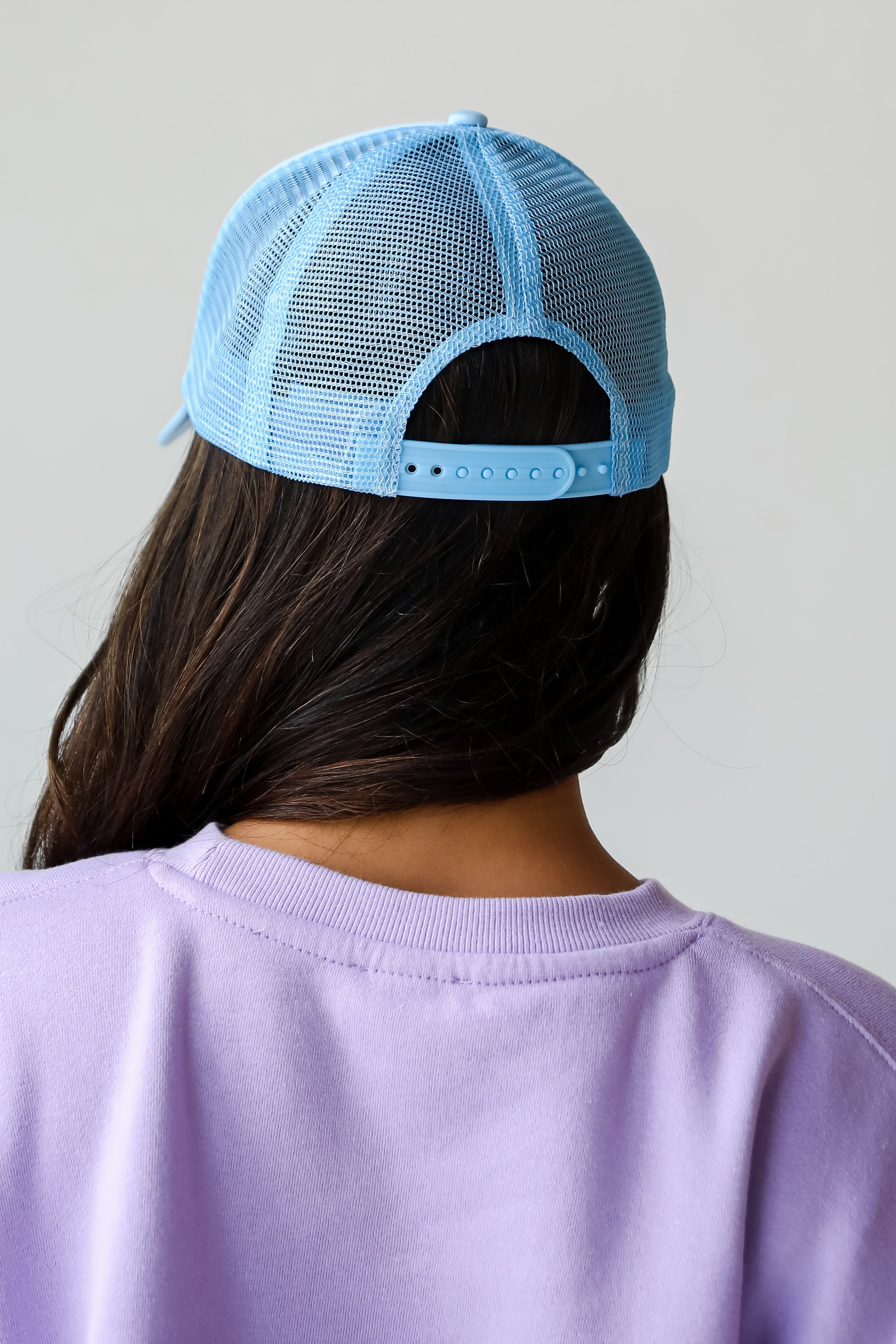 Light Blue Ask Me About Jesus Trucker Hat