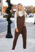 brown Waffle Knit Jumpsuit