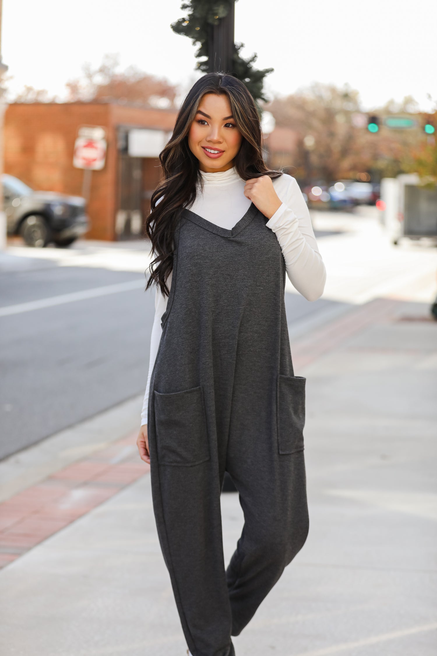 grey Waffle Knit Jumpsuit