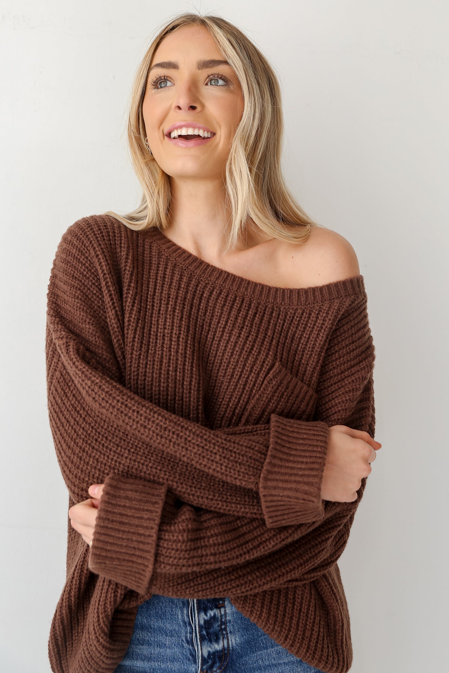 brown Oversized Sweater front view