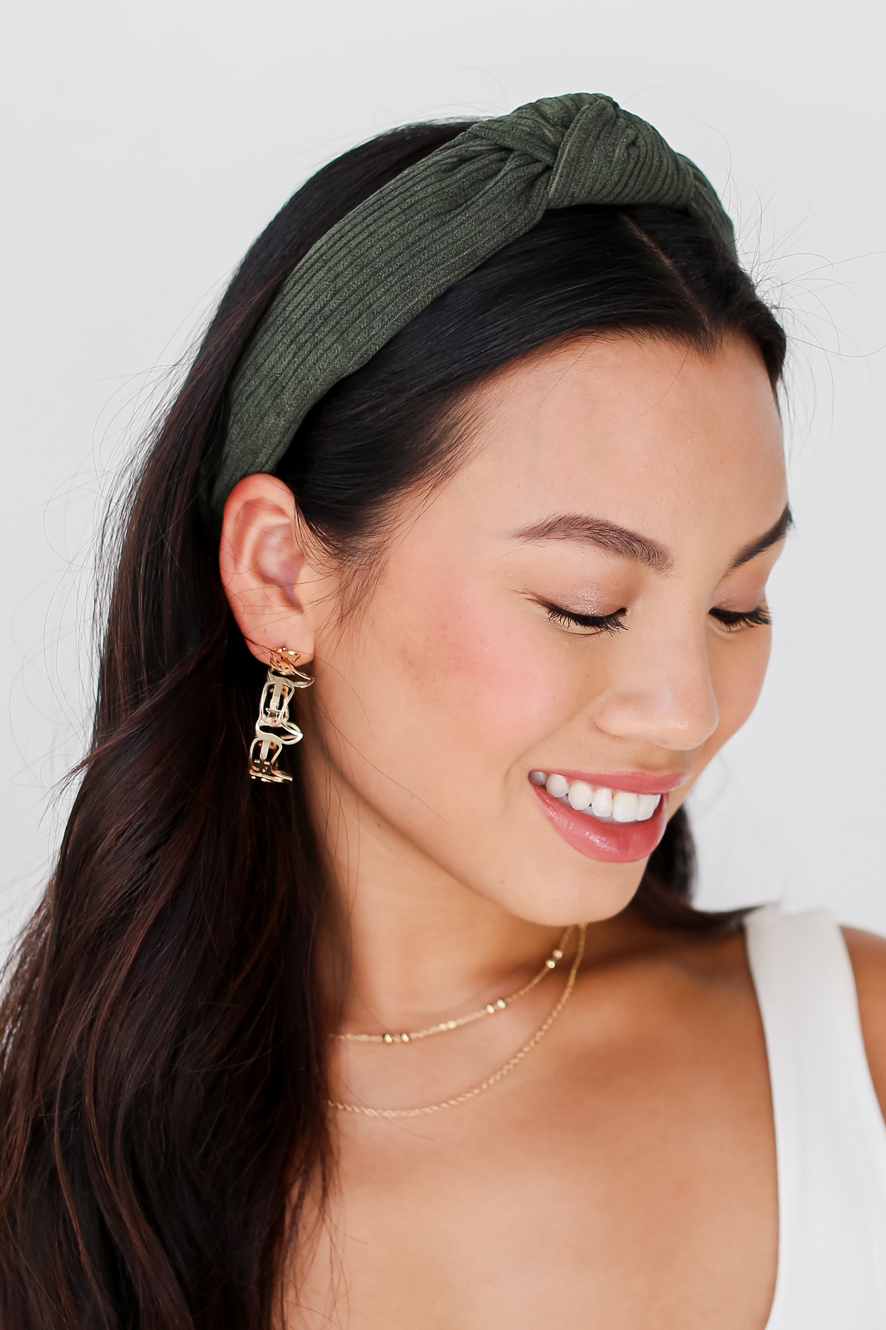 green Corduroy Knotted Headband