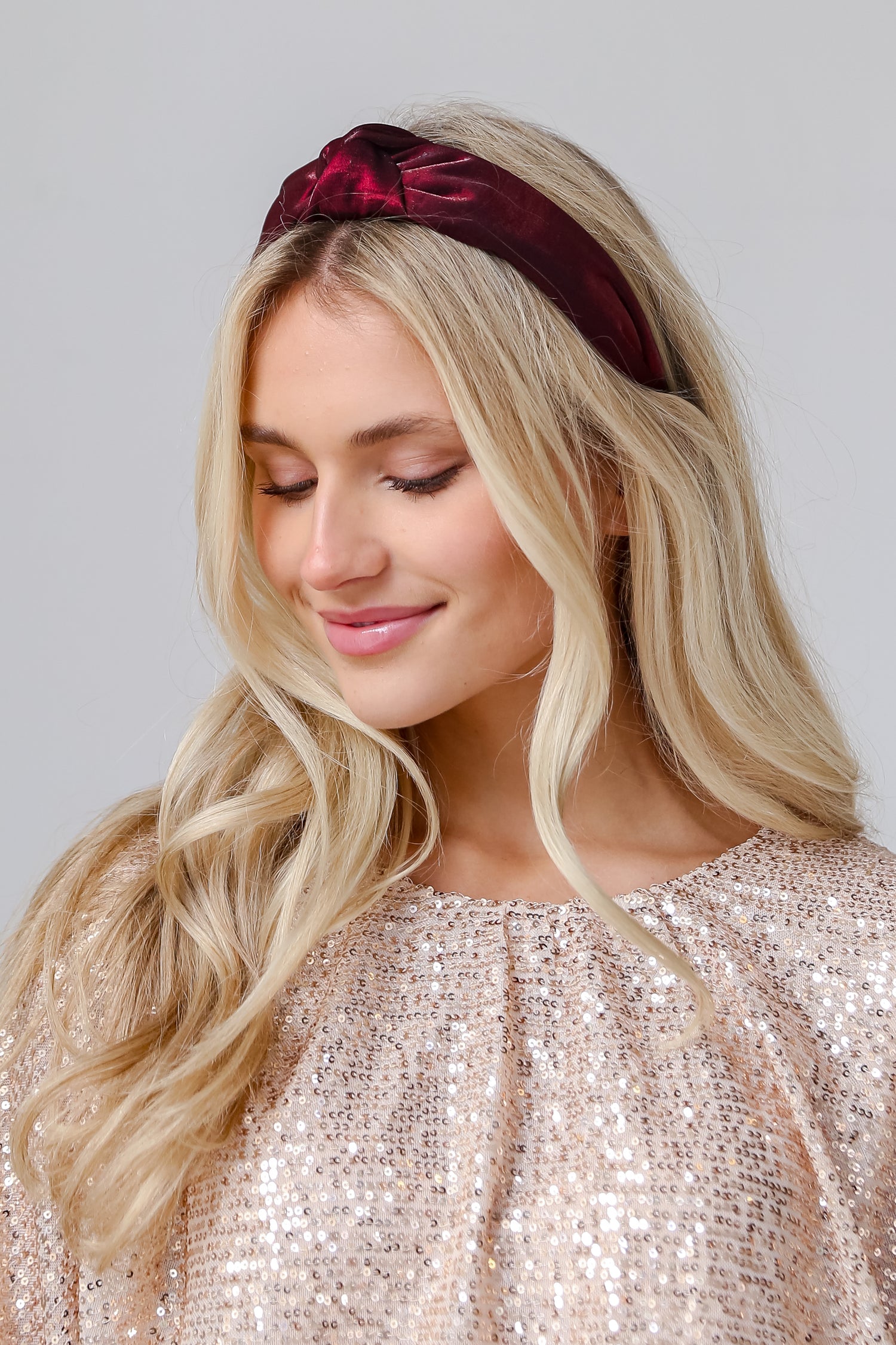 Wine Velvet Knotted Headband