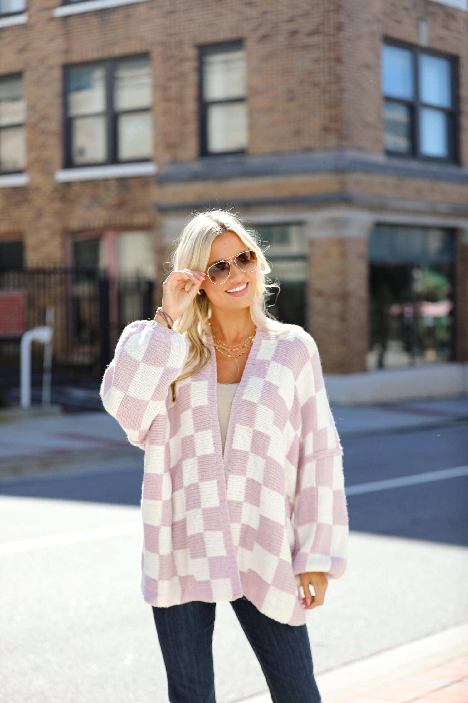 Marvelously Cozy Checkered Sweater Cardigan