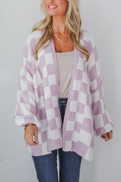 Marvelously Cozy Checkered Sweater Cardigan