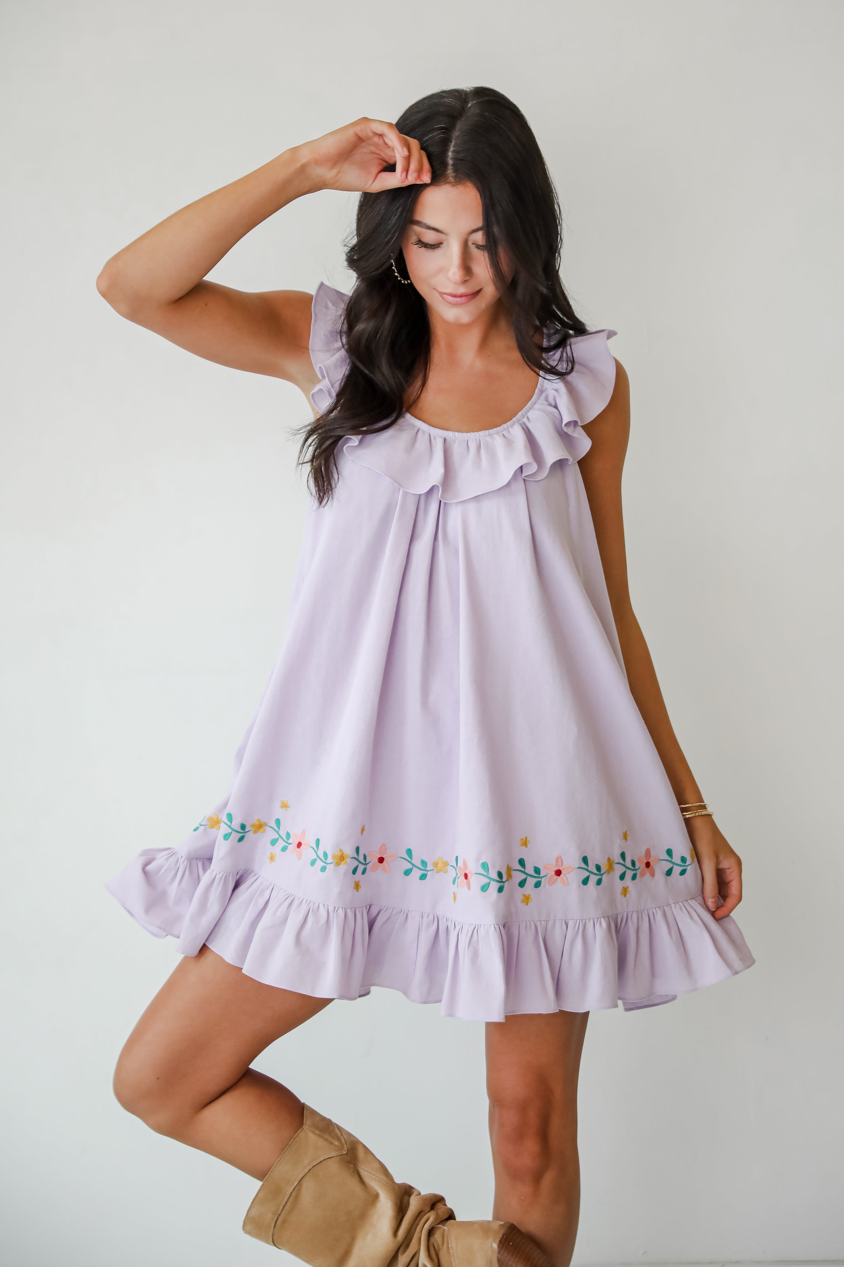 Garden Cutie Floral Embroidered Mini Dress