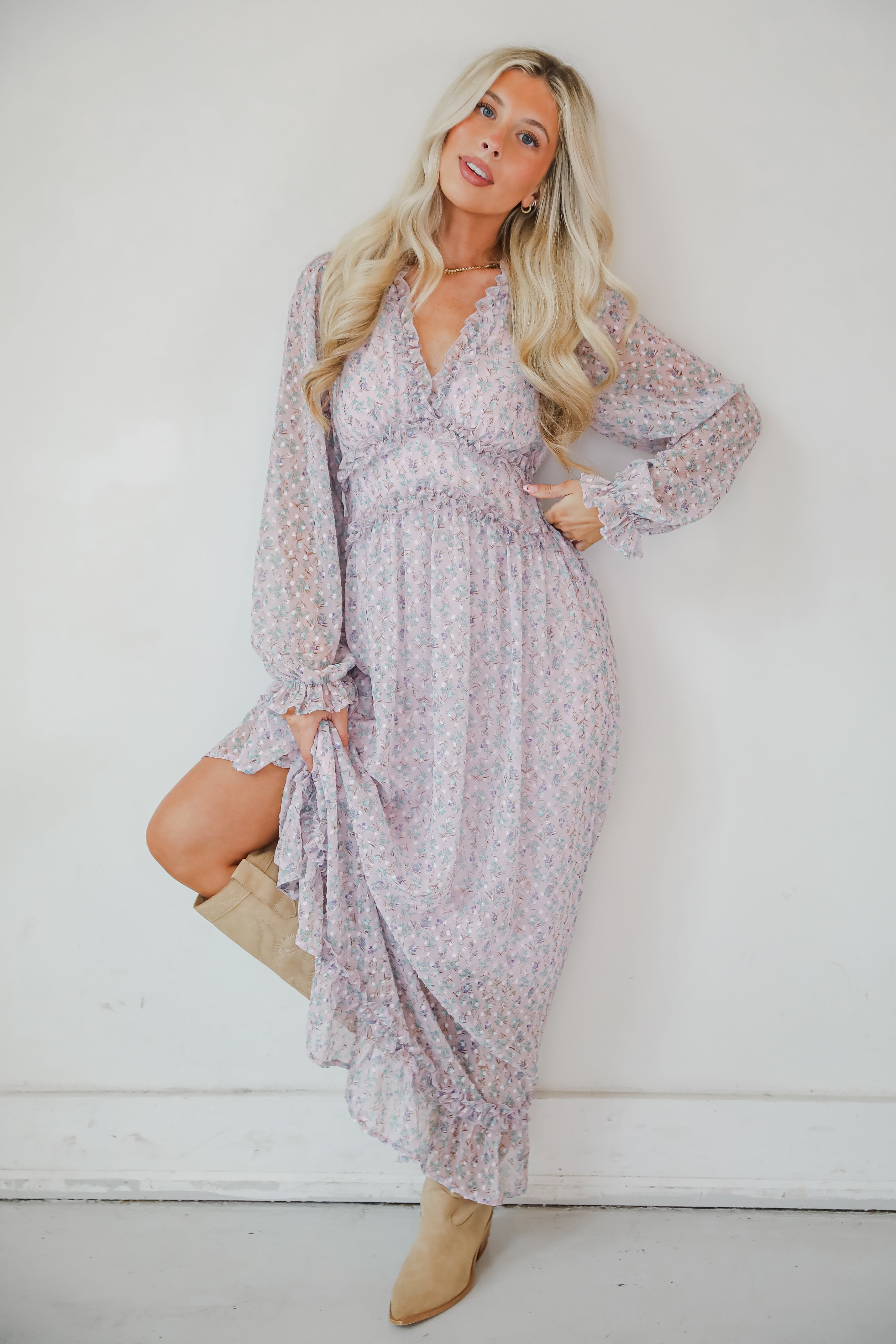 Special Something Lavender Floral Maxi Dress