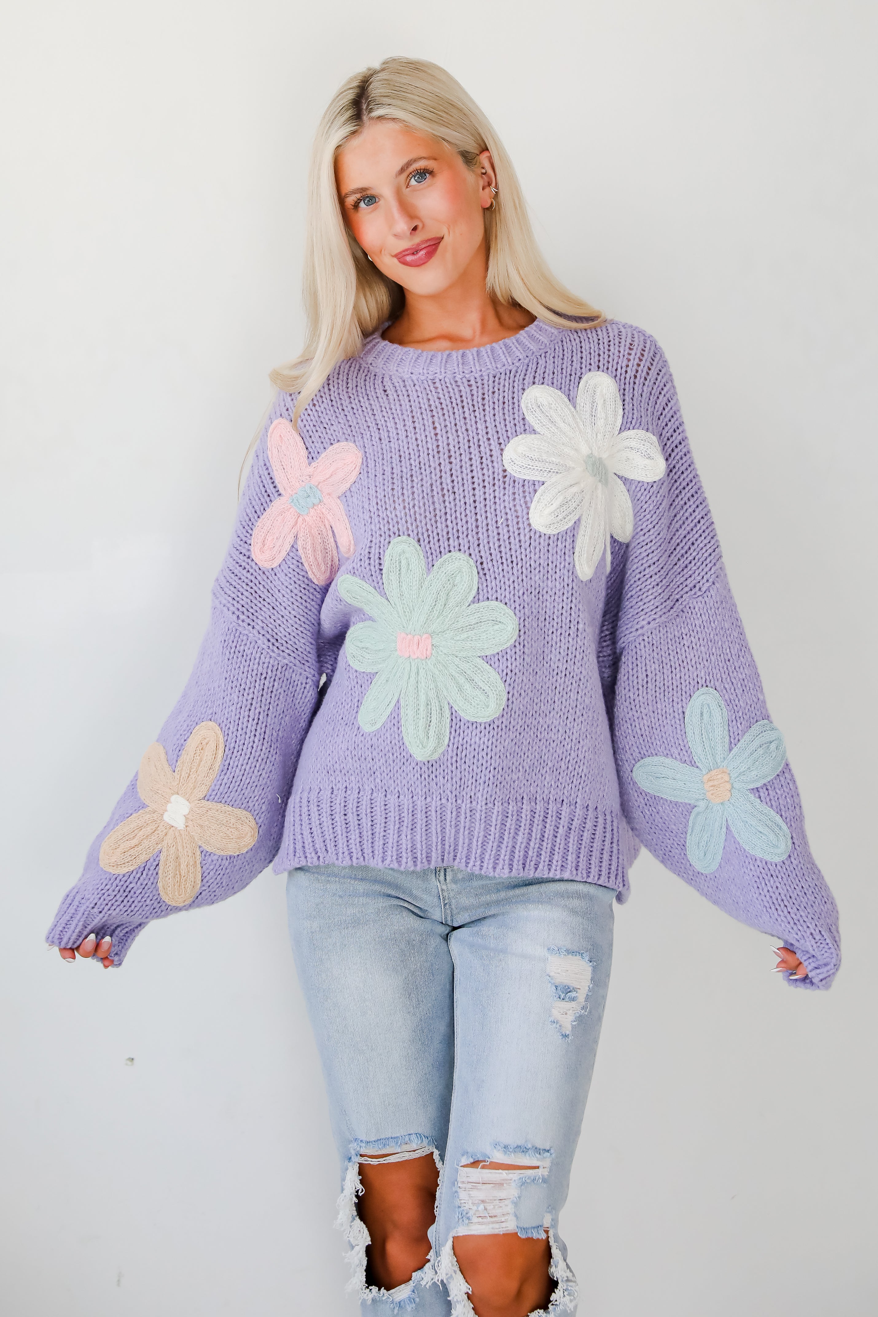 Flawless Impression Lavender Floral Sweater