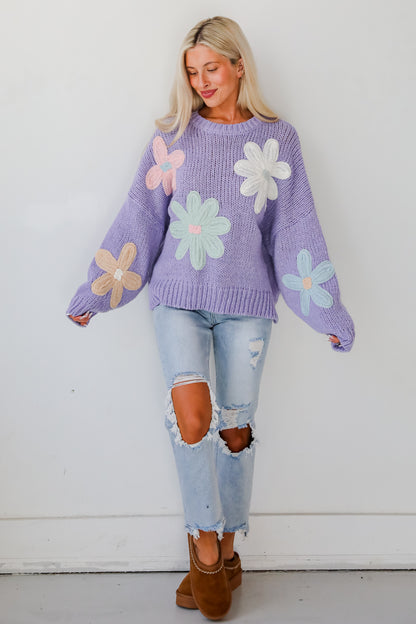 Flawless Impression Lavender Floral Sweater