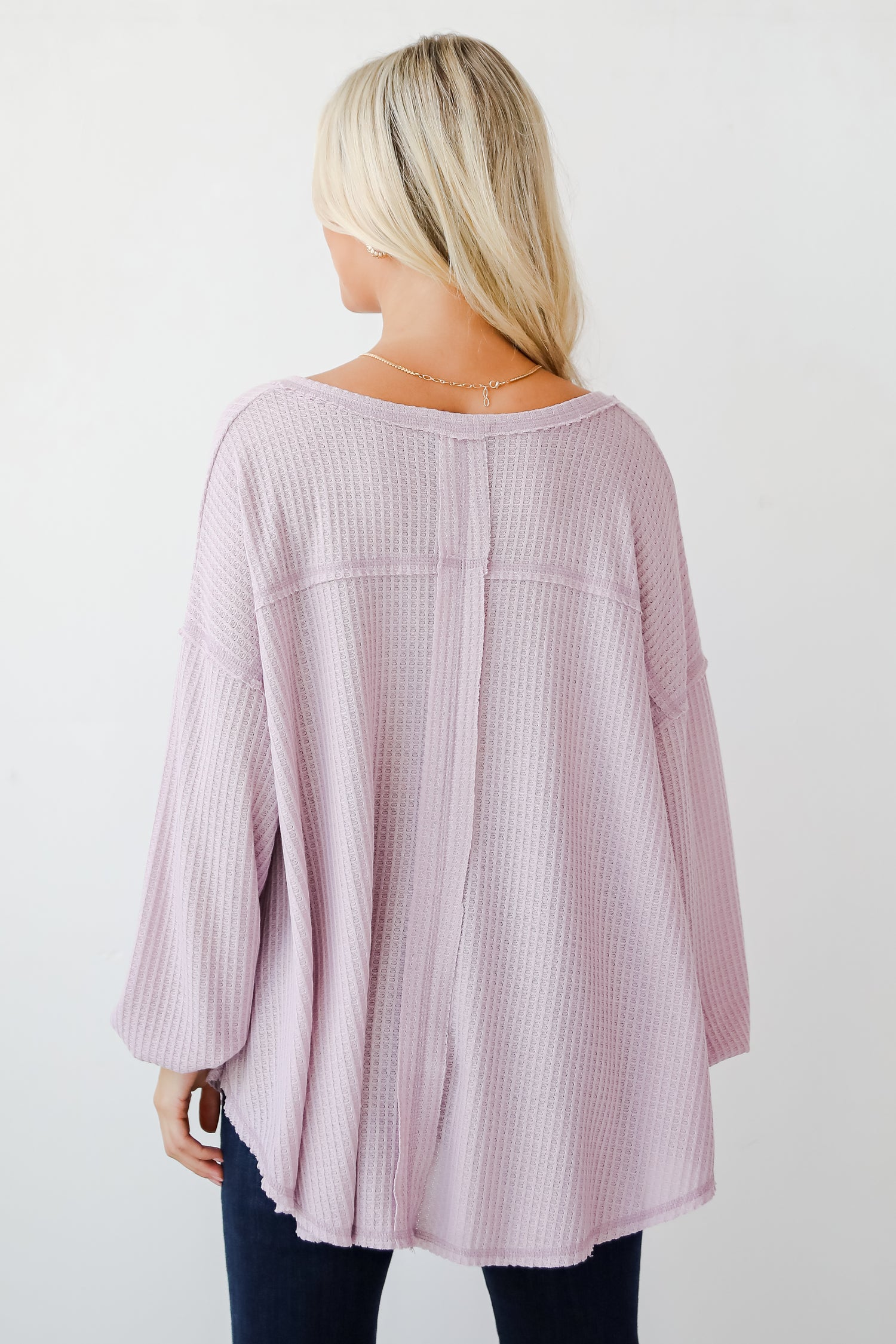 Effortless Looks Lavender Waffle Knit Top