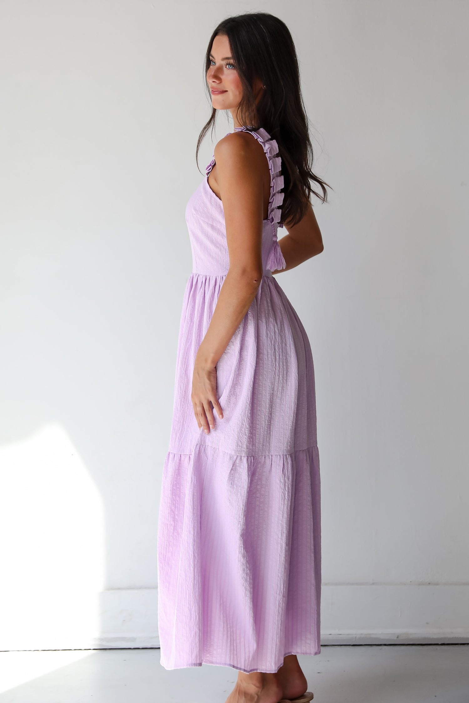 Truly Magnetic Lavender Tiered Maxi Dress