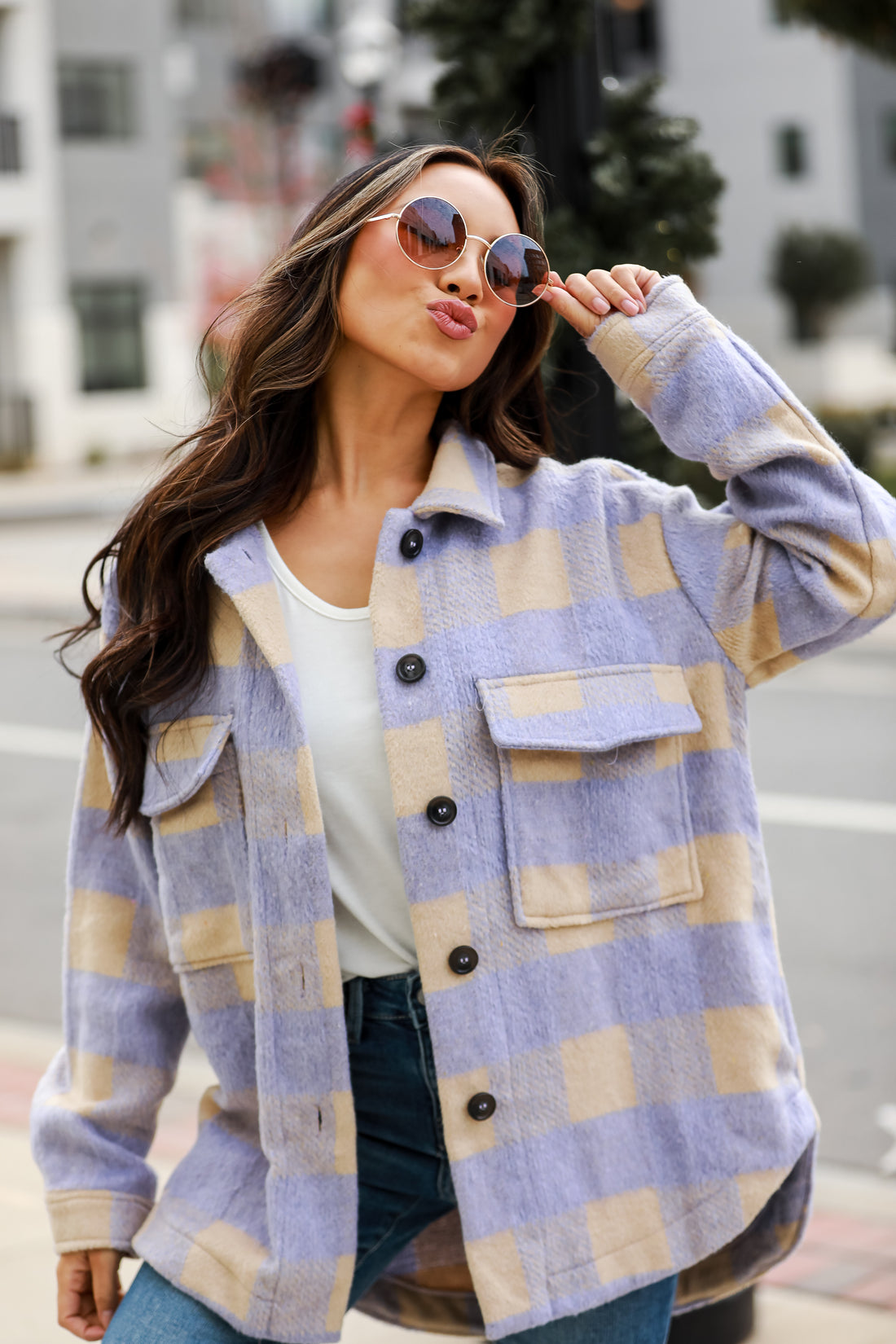 Lavender Plaid Shacket