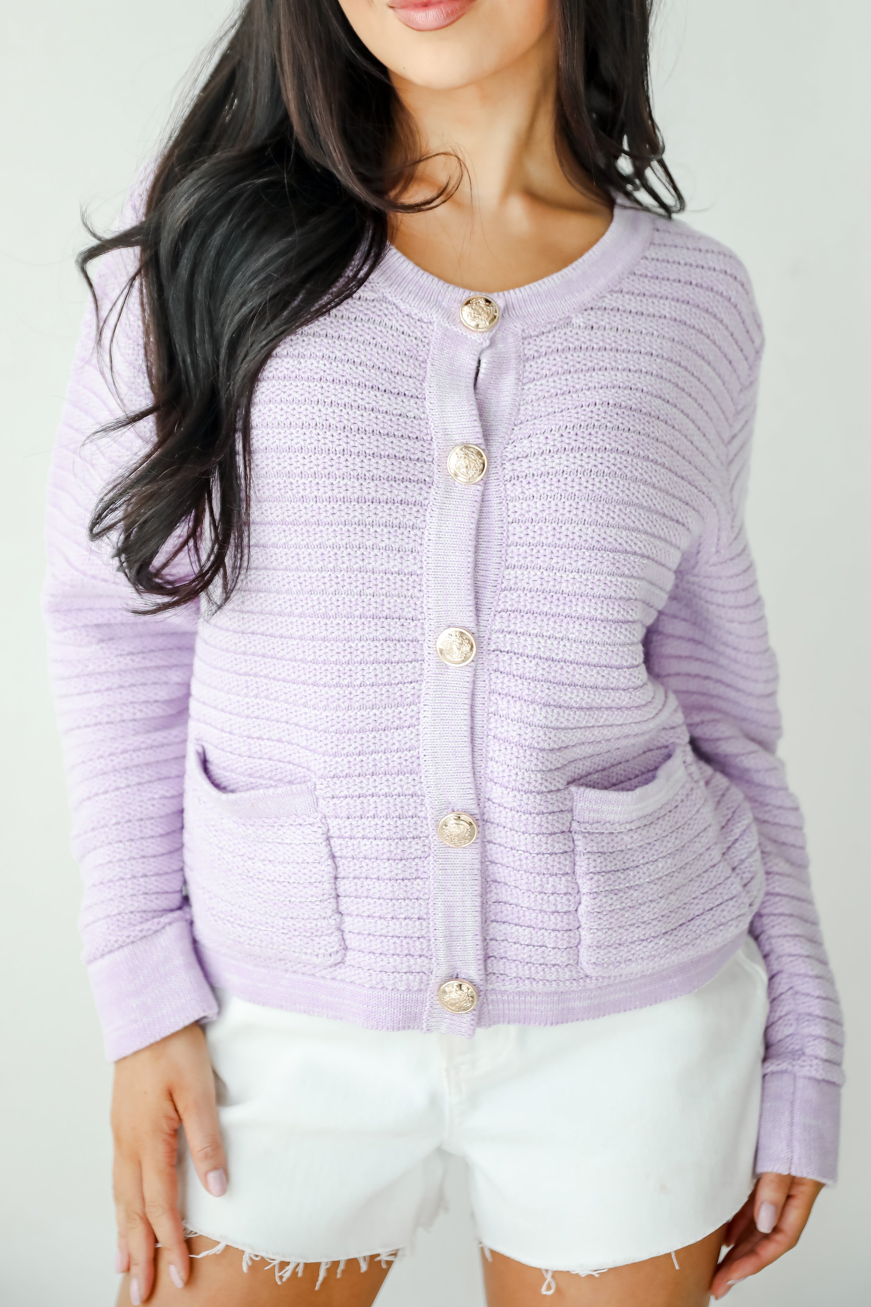 Feeling So Cute Lavender Sweater Cardigan