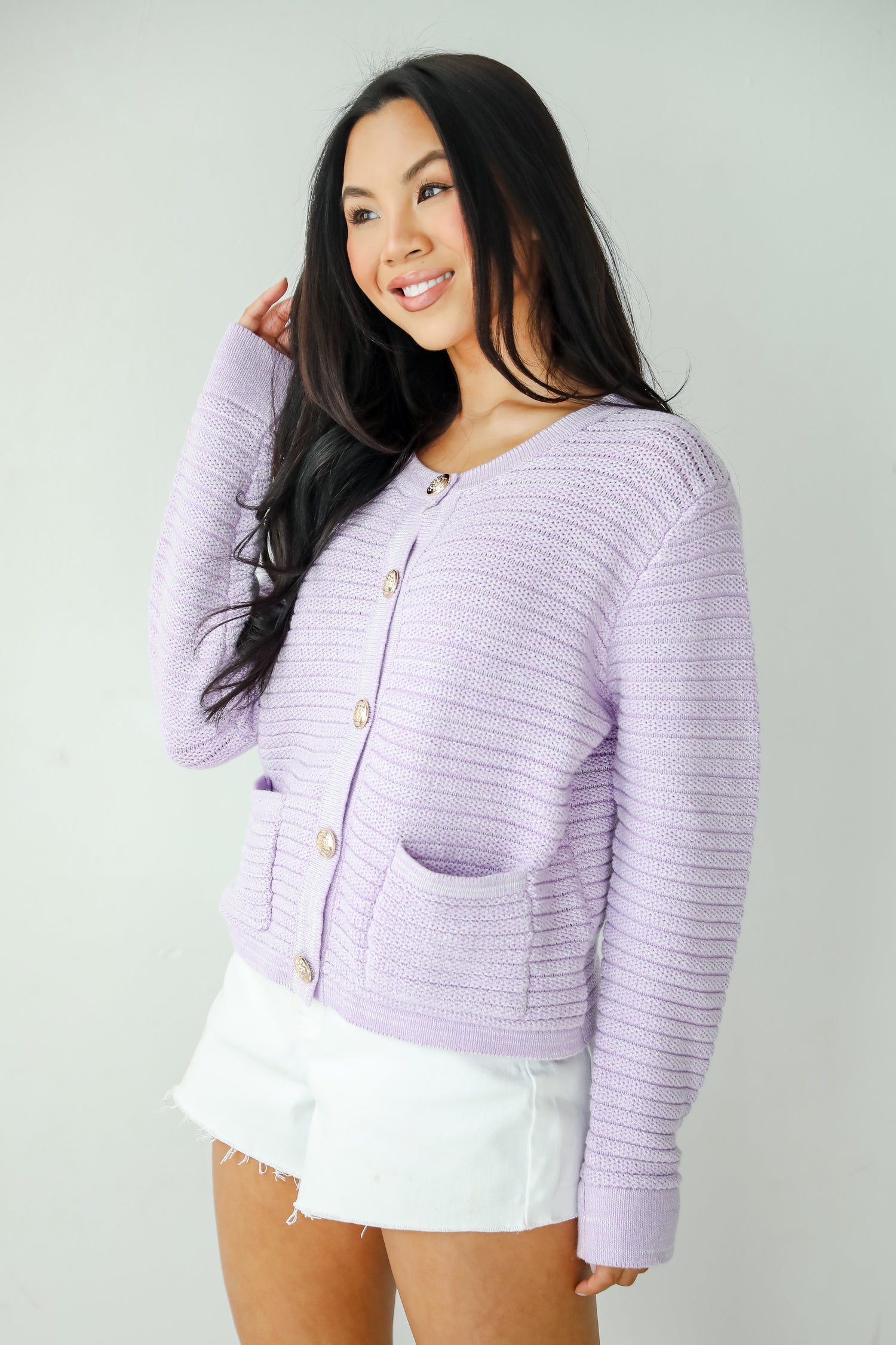 Feeling So Cute Lavender Sweater Cardigan