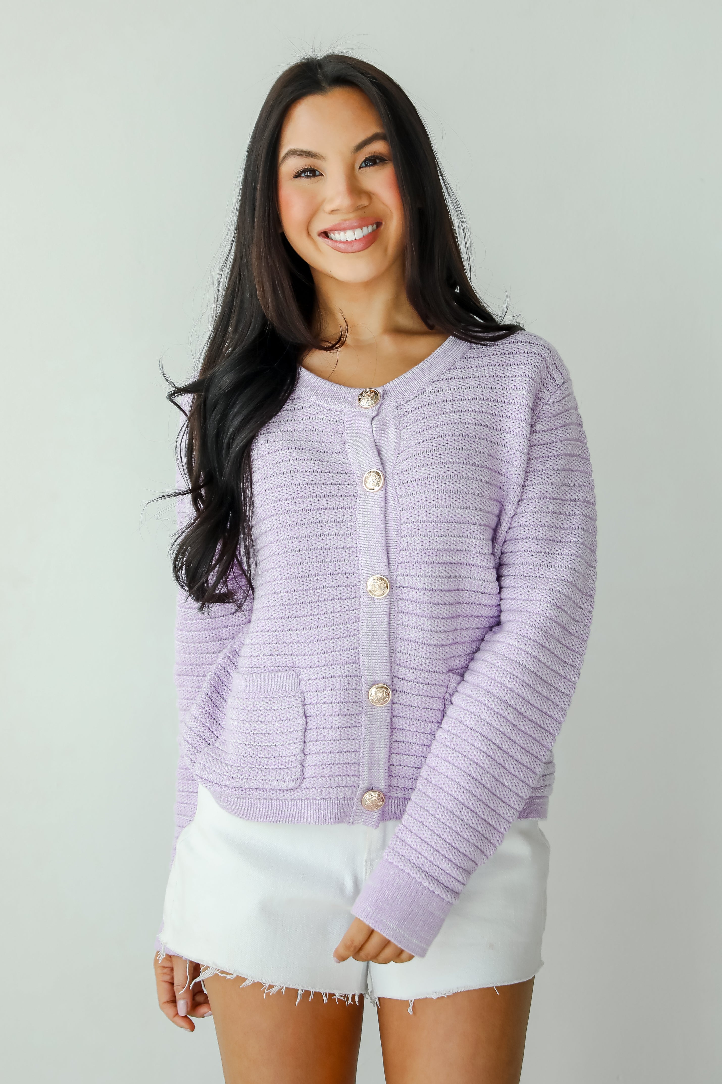 Feeling So Cute Lavender Sweater Cardigan