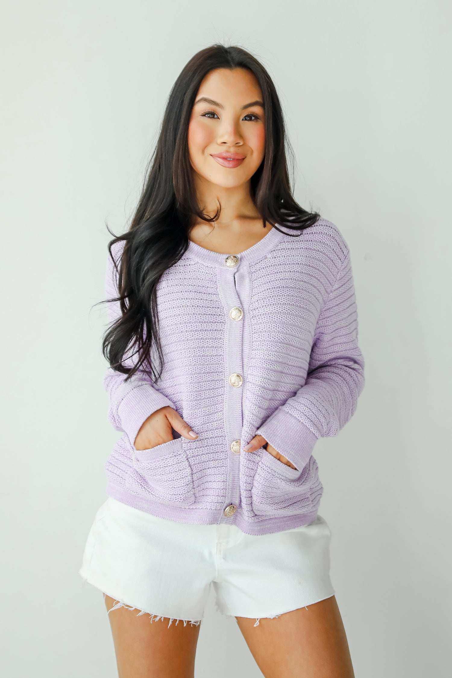 Feeling So Cute Lavender Sweater Cardigan