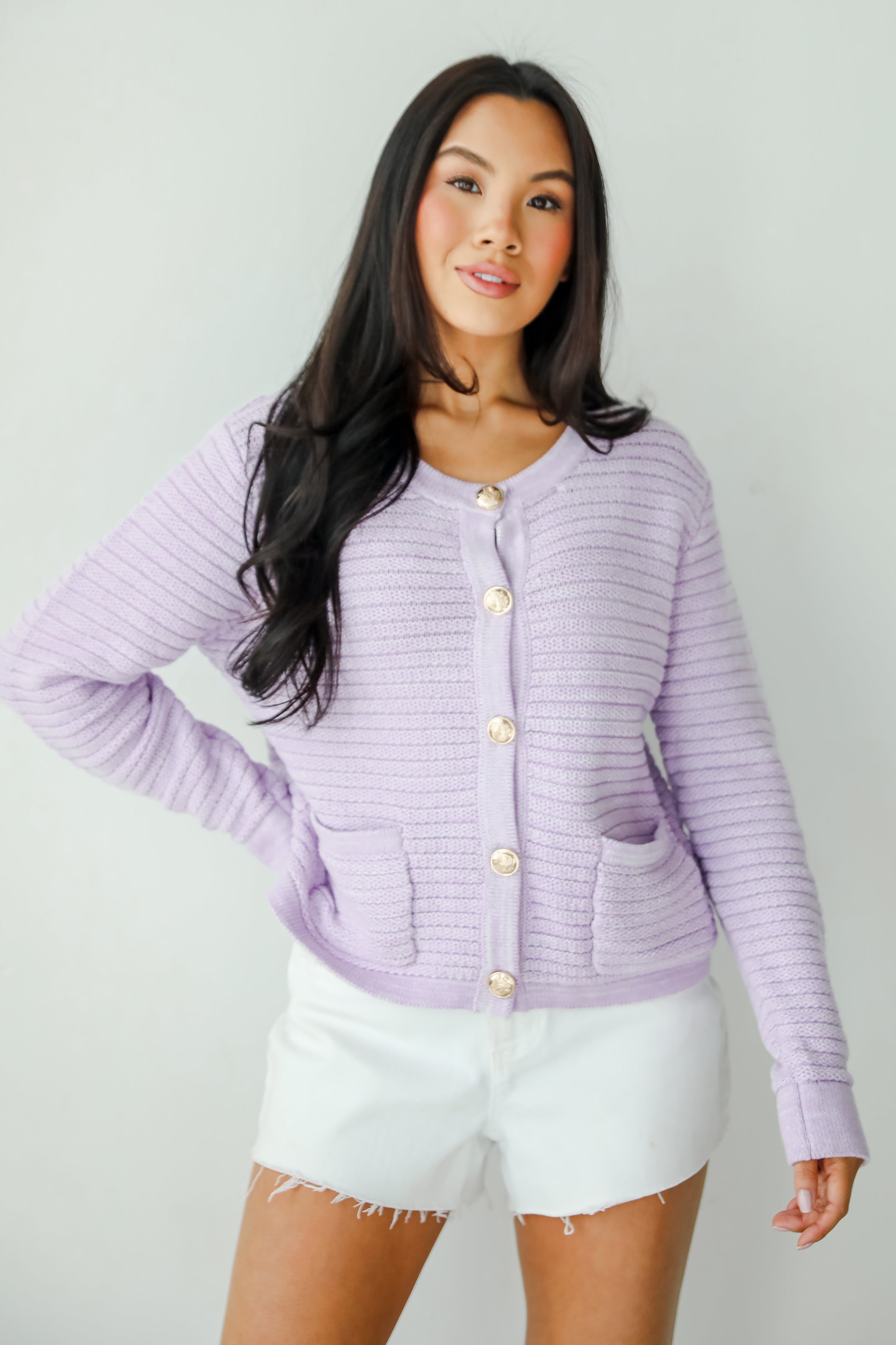 Feeling So Cute Lavender Sweater Cardigan