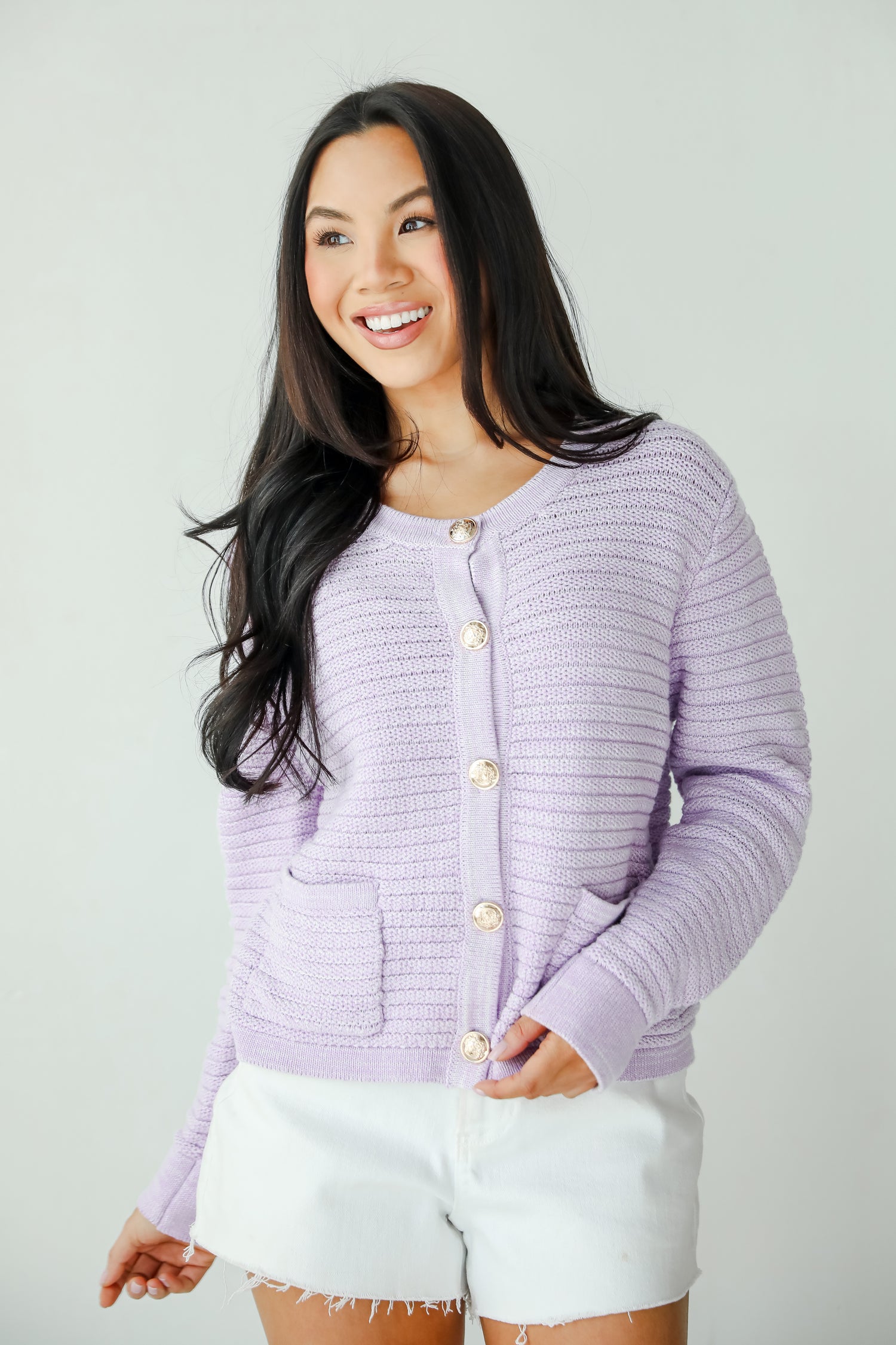 Feeling So Cute Lavender Sweater Cardigan