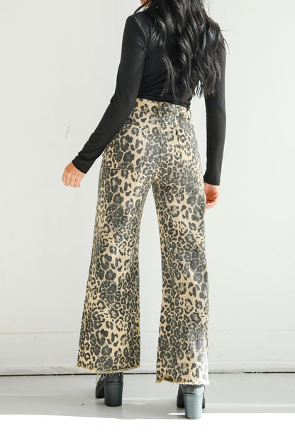 Poised Curation Leopard Wide Leg Jeans