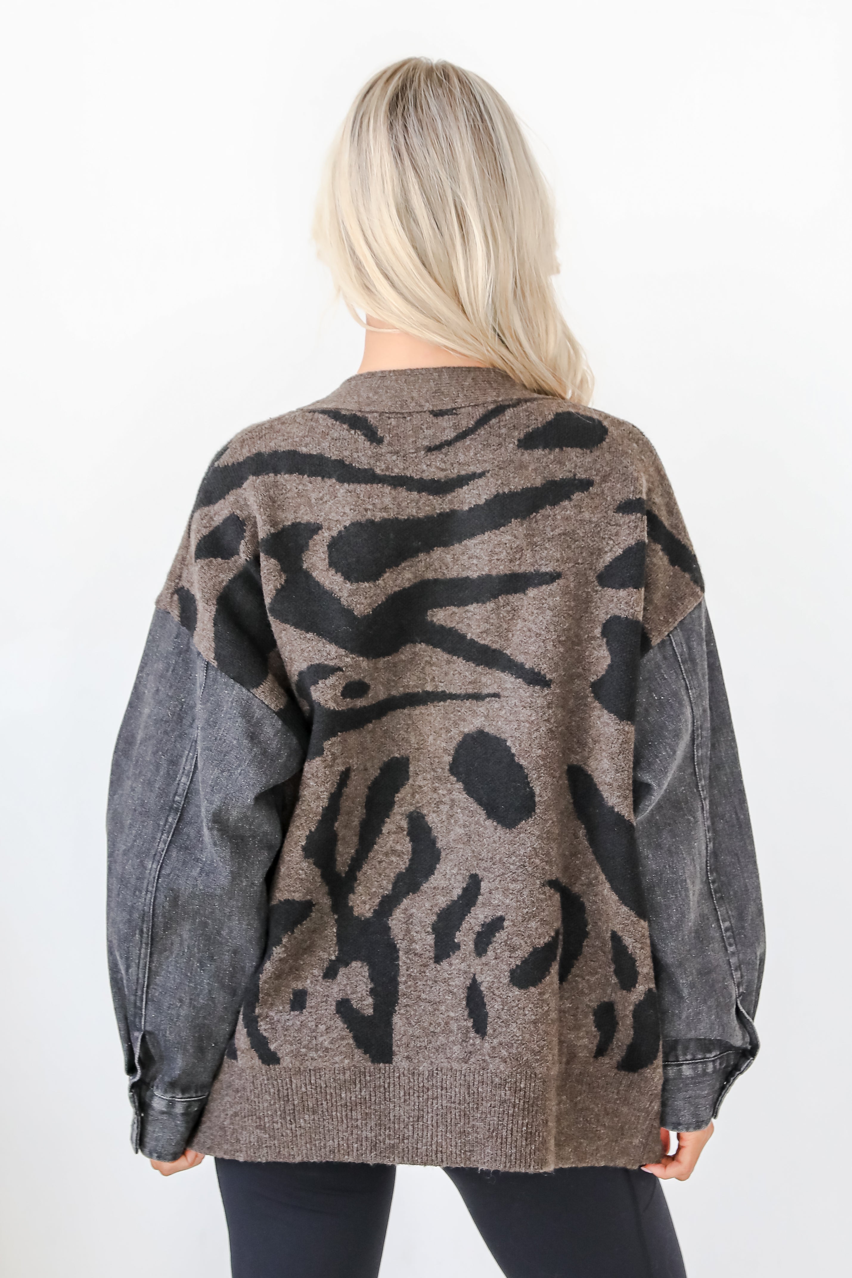 Notable Trendsetter Brown Leopard Sweater Cardigan